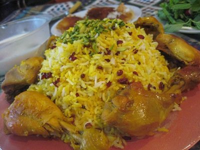 زرشك بولو با مرغ (أرز فارسي بالزعرور الأحمر والدجاج)